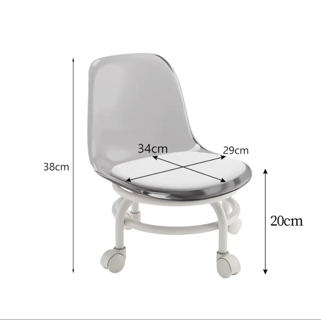 Acrylic Small Stool With Universal Wheel, Mobile Salon Step Stool, Kids Chair with Transparent Backrest Acrylic Small Stool With Universal Wheel, Mobile Salon Step Stool, Kids Chair with Transparent Backrest